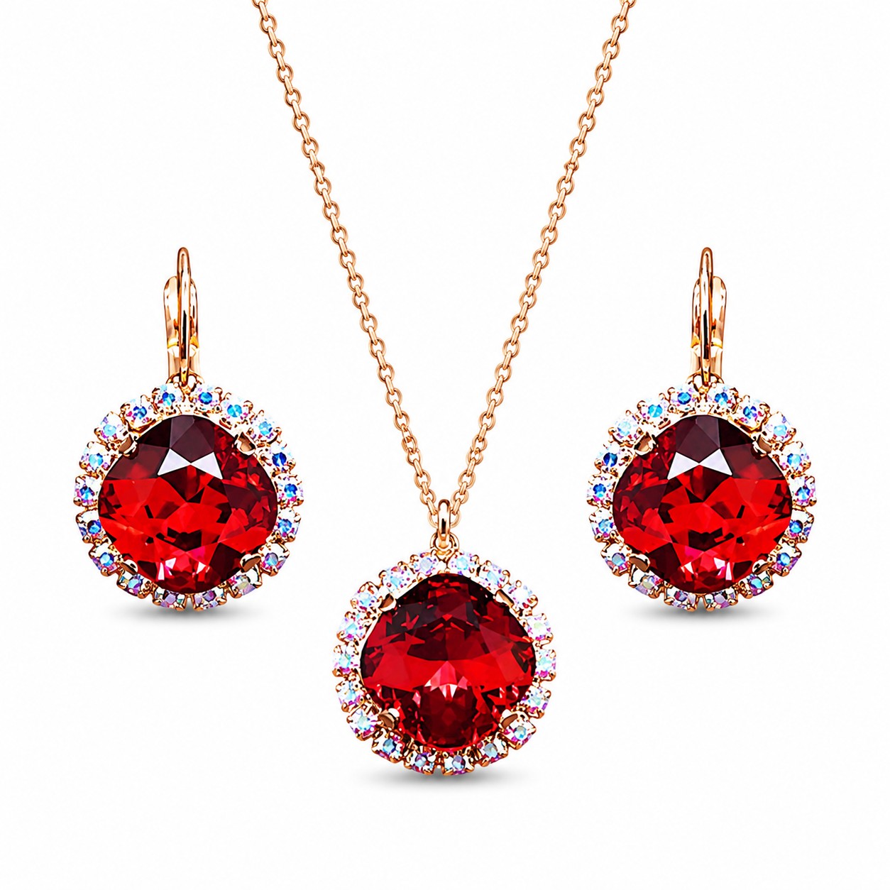 Papuošalų rinkinys moterims „Glare III (Scarlet)“ su Swarovski® kristalais