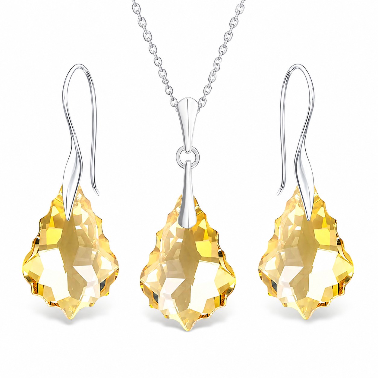 Sidabrinis papuošalų rinkinys moterims „Baroque IV (Golden Shadow)“ su Swarovski® kristalais