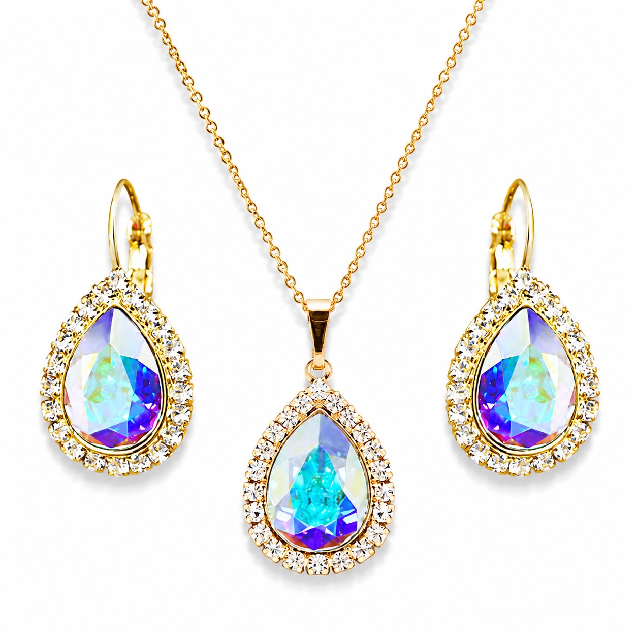 Papuošalų rinkinys moterims „Celestial Drop (Aurora Borealis)“ su Swarovski® kristalais