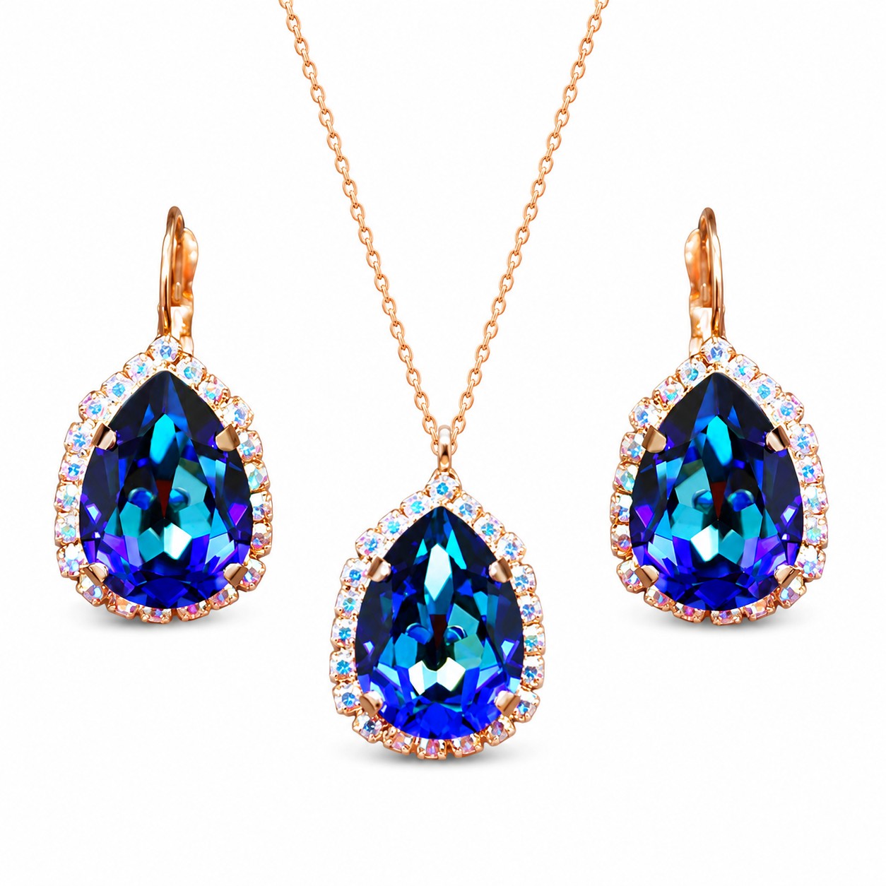 Papuošalų rinkinys moterims „Celestial Drop III (Bermuda Blue)“ su Swarovski® kristalais