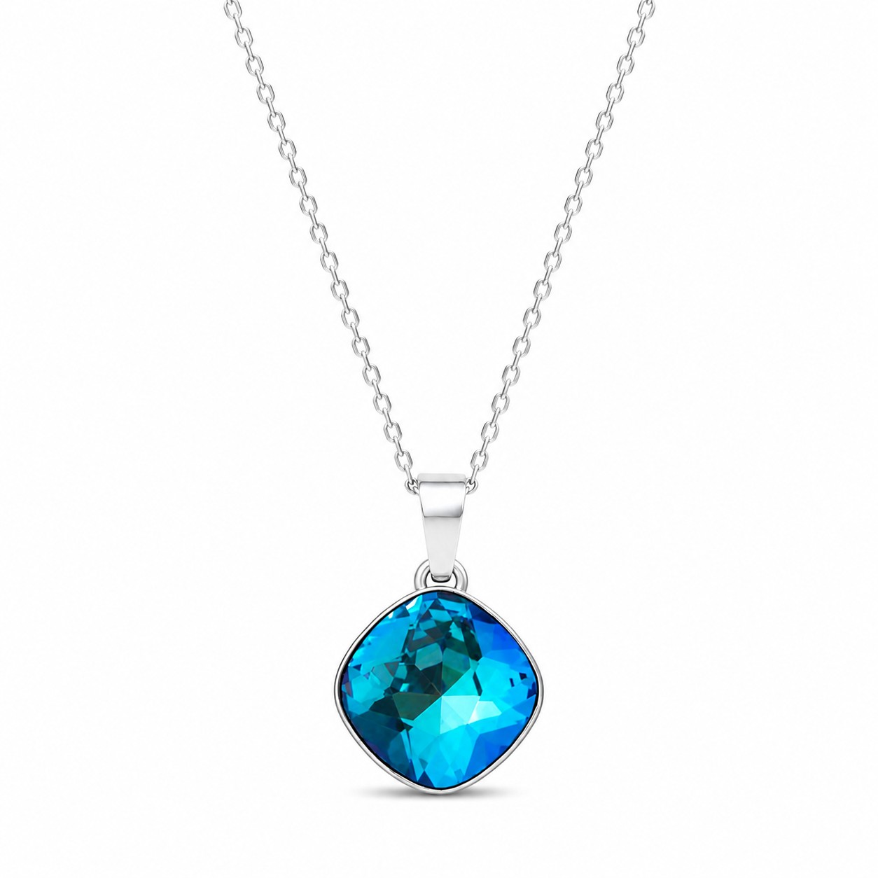 Sidabrinis pakabukas „Glare II (Bermuda Blue)“ su Swarovski® kristalais
