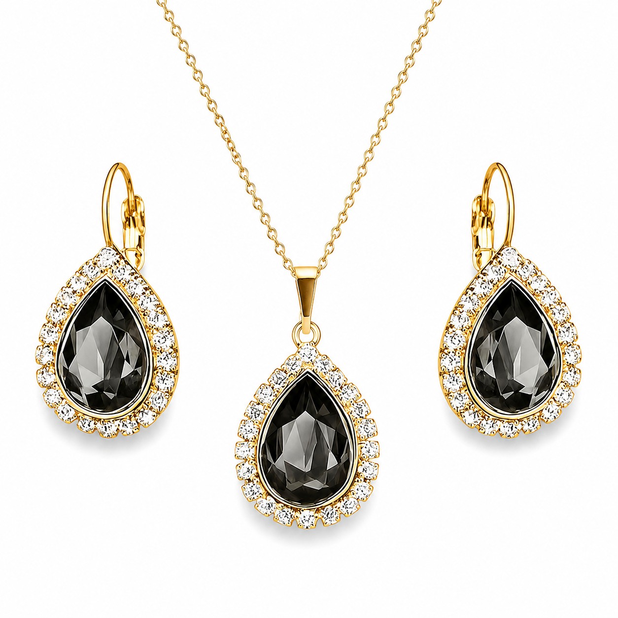 Papuošalų rinkinys moterims „Celestial Drop (Silver Night)“ su Swarovski® kristalais