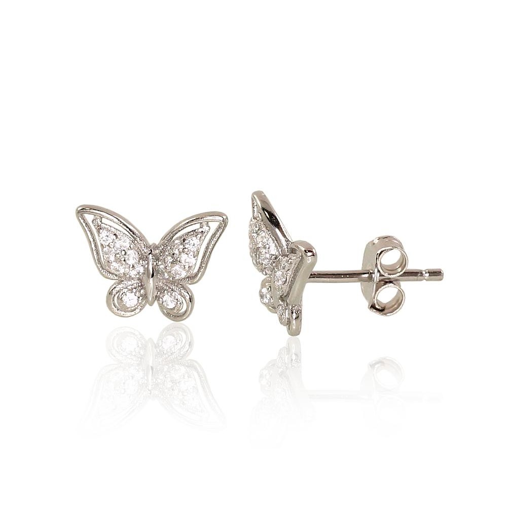 Vaikiški sidabriniai auskarai su cirkoniais „Celestial Butterflies IV“