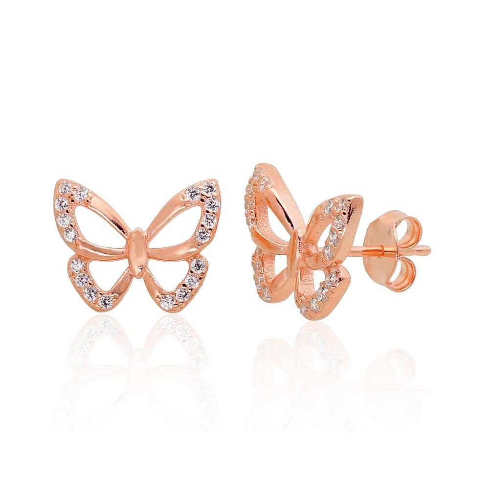 Vaikiški sidabriniai auskarai su cirkoniais „Celestial Butterflies III“