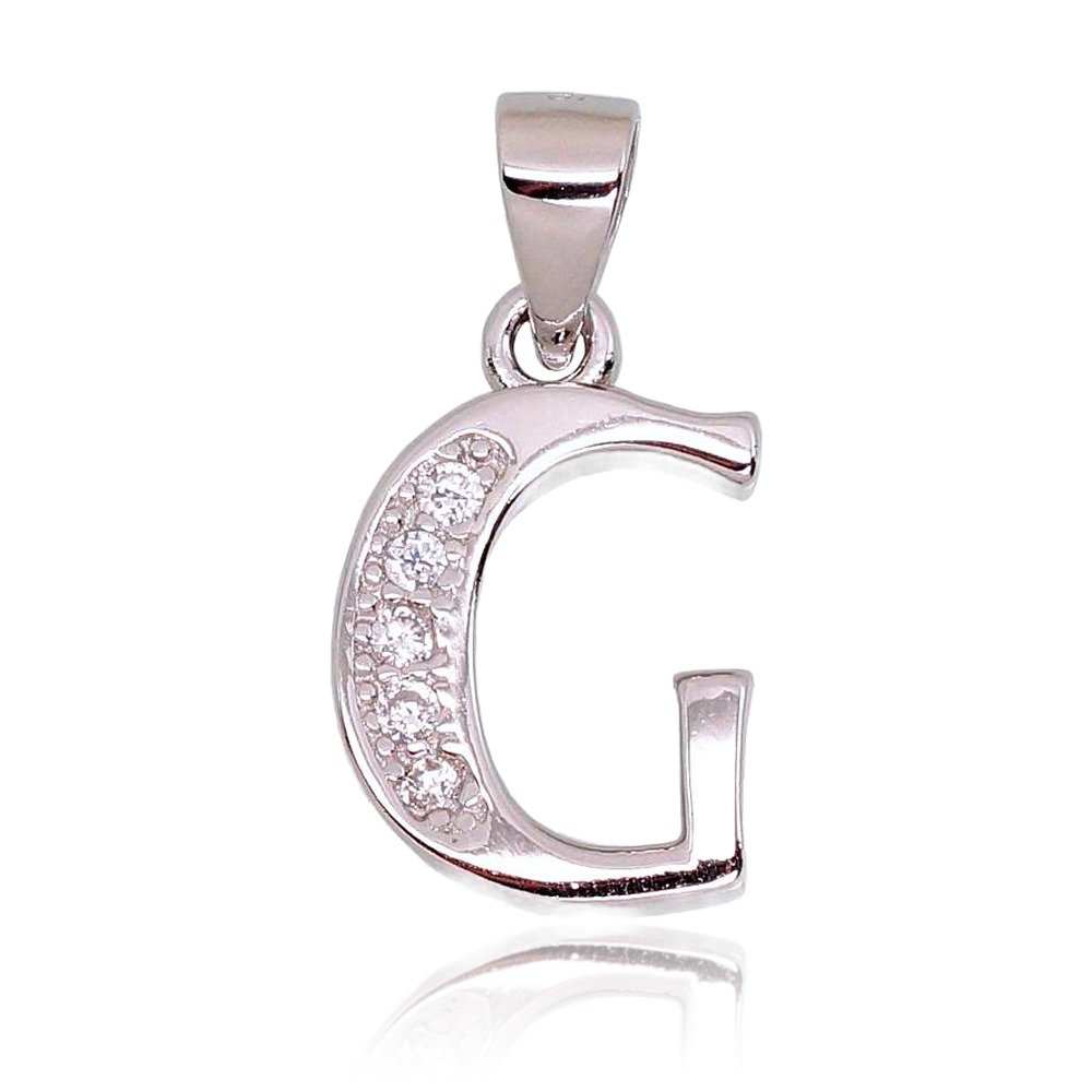 Sidabrinis raidės pakabukas su cirkoniais „G“