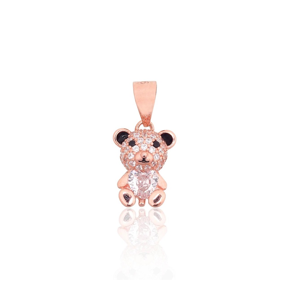 Sidabrinis pakabukas su cirkoniais ir emaliu „Bear“