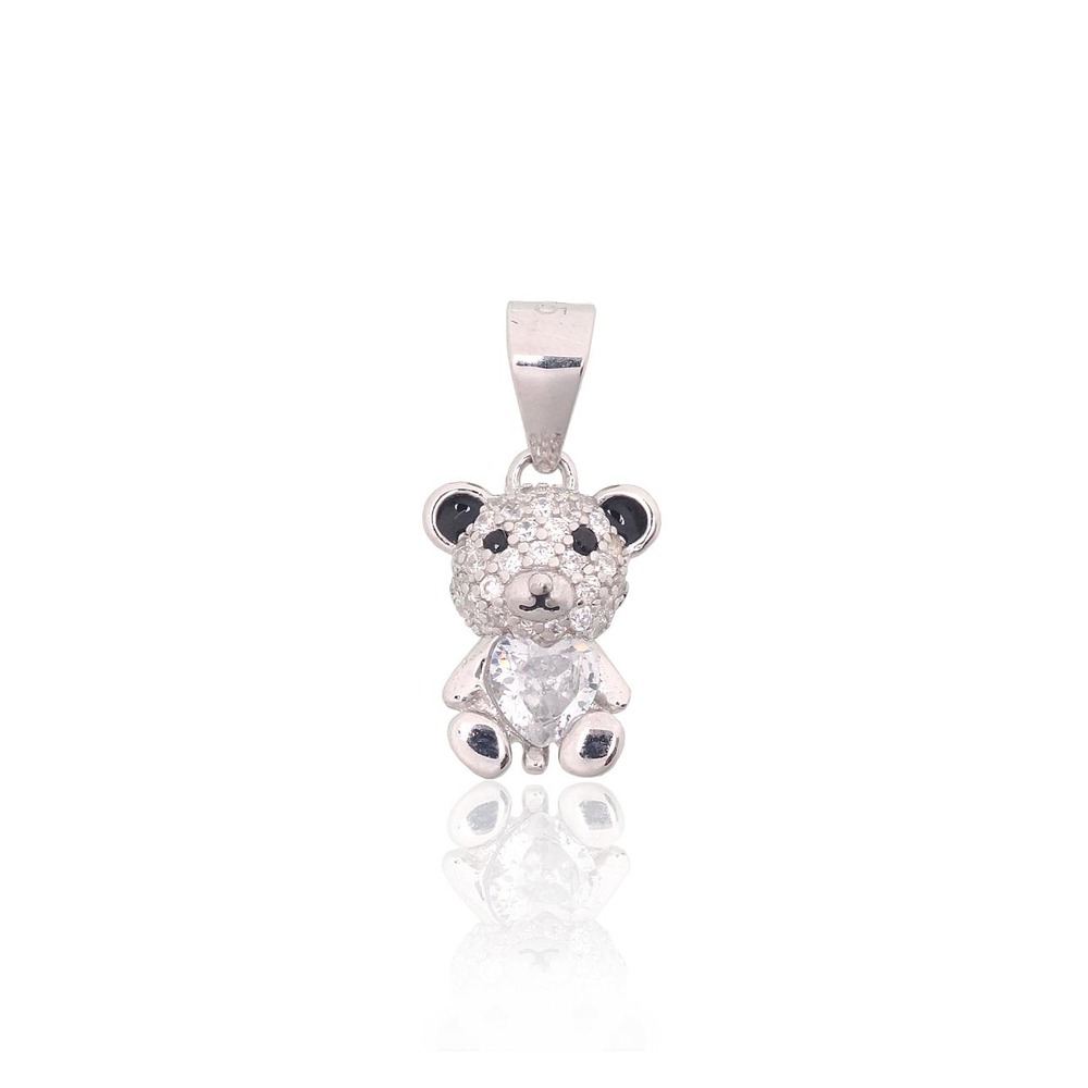 Vaikiškas sidabrinis pakabukas su cirkoniais ir emaliu „Bear II“
