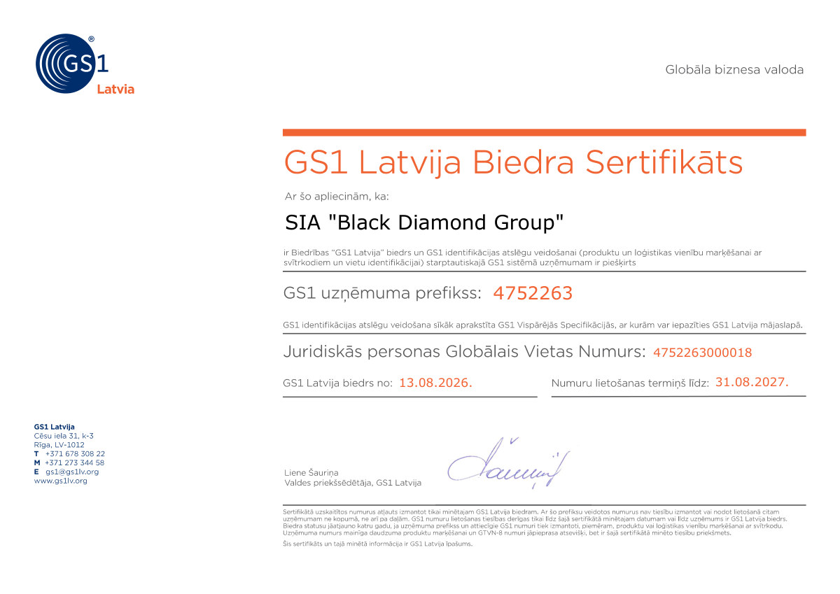 GS1 Latvija sertifikatas