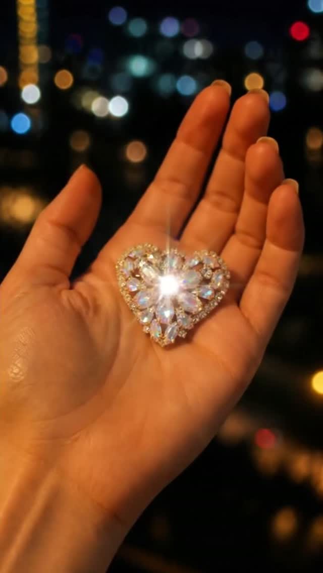 Broša „Kristāla Sirds II“: ekskluzīvs dizains ar Swarovski® kristāliem Aurora Borealis tonī.